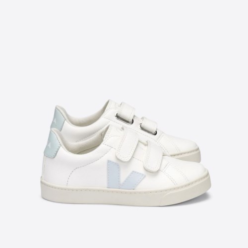 Veja Esplar Velcro Chromefree Kids Trainers White/Light Blue UK 67479